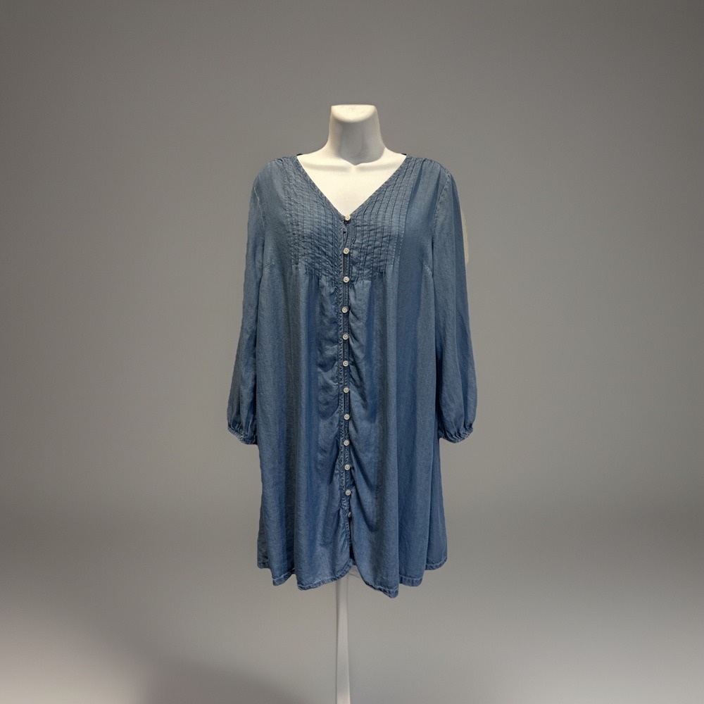 Old Navy Women's Chambray Denim Button Front Midi Dress Size Medium